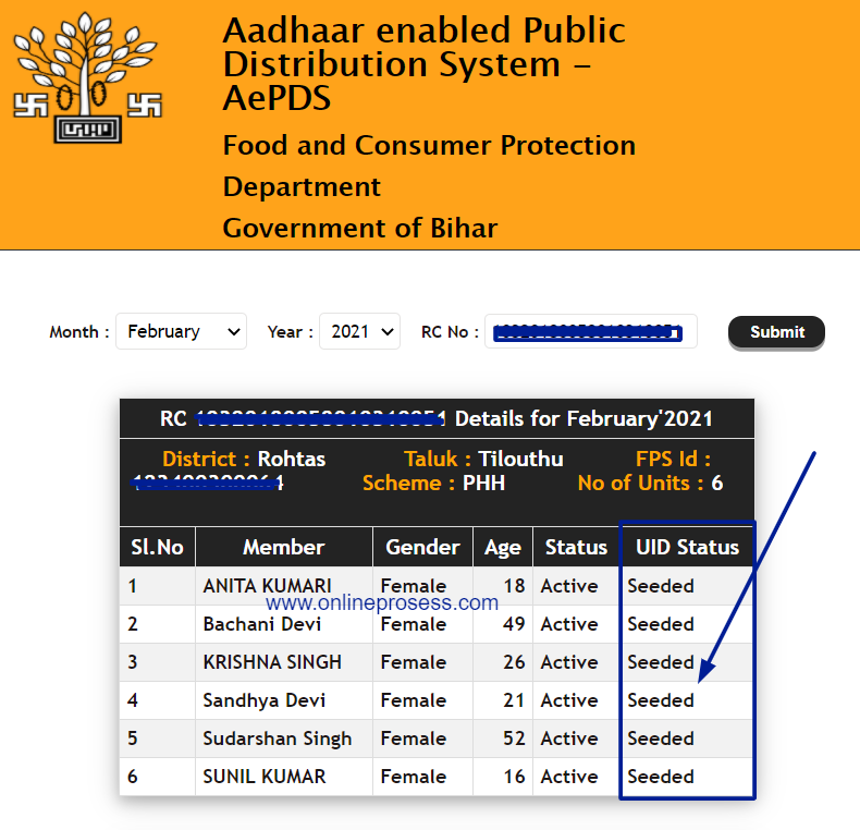 Bihar Ration Card Aadhar Link - Bihar Ration Card Aadhar Link Status