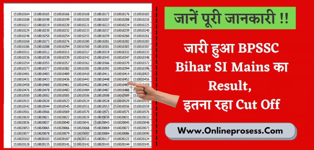 Bihar SI Mains Result 2022
