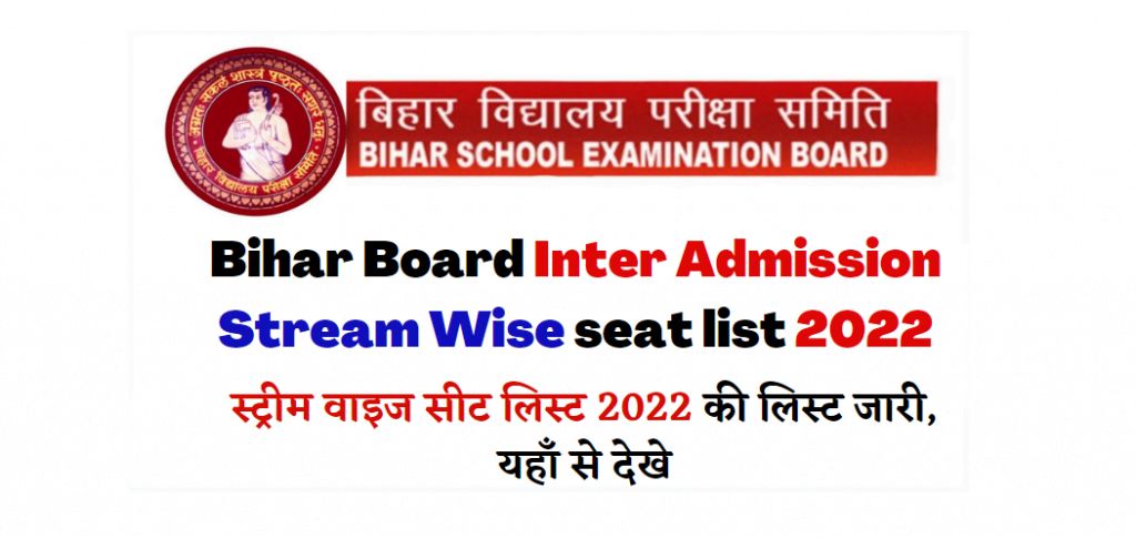 Bihar Board Inter Admission Stream Wise seat list 2022