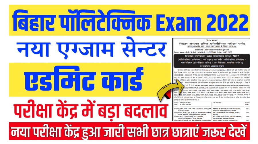 Bihar Polytechnic Exam Center list 2022