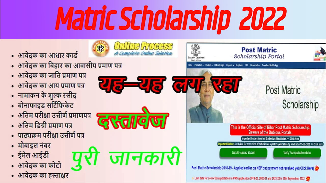 Matric Scholarship 2022 Documents Required