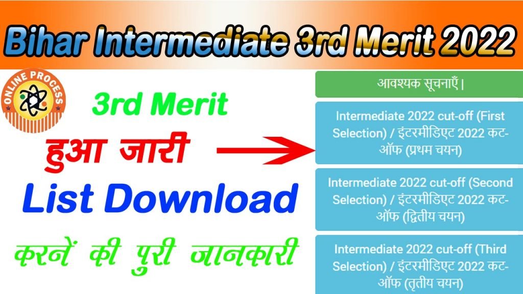 Bihar Intermediate 3rd Merit 2022 