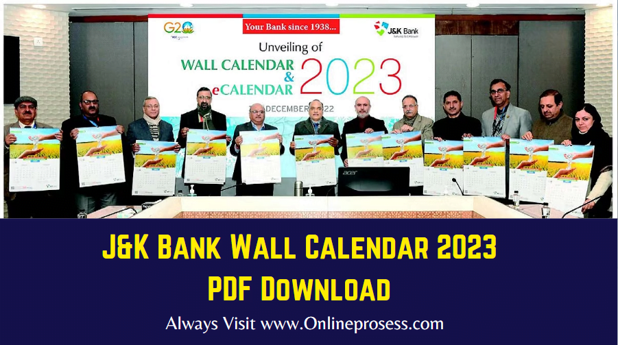 J&K Bank Wall Calendar 2023