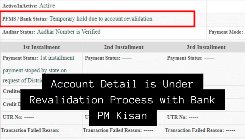 Account Detail is Under Revalidation Process with Bank PM Kisan