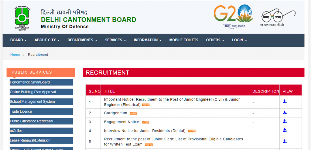 Delhi Cantonment Board Recruitment 2023