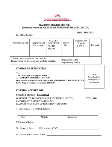 AIATSL Customer Service Executive Recruitment 2023