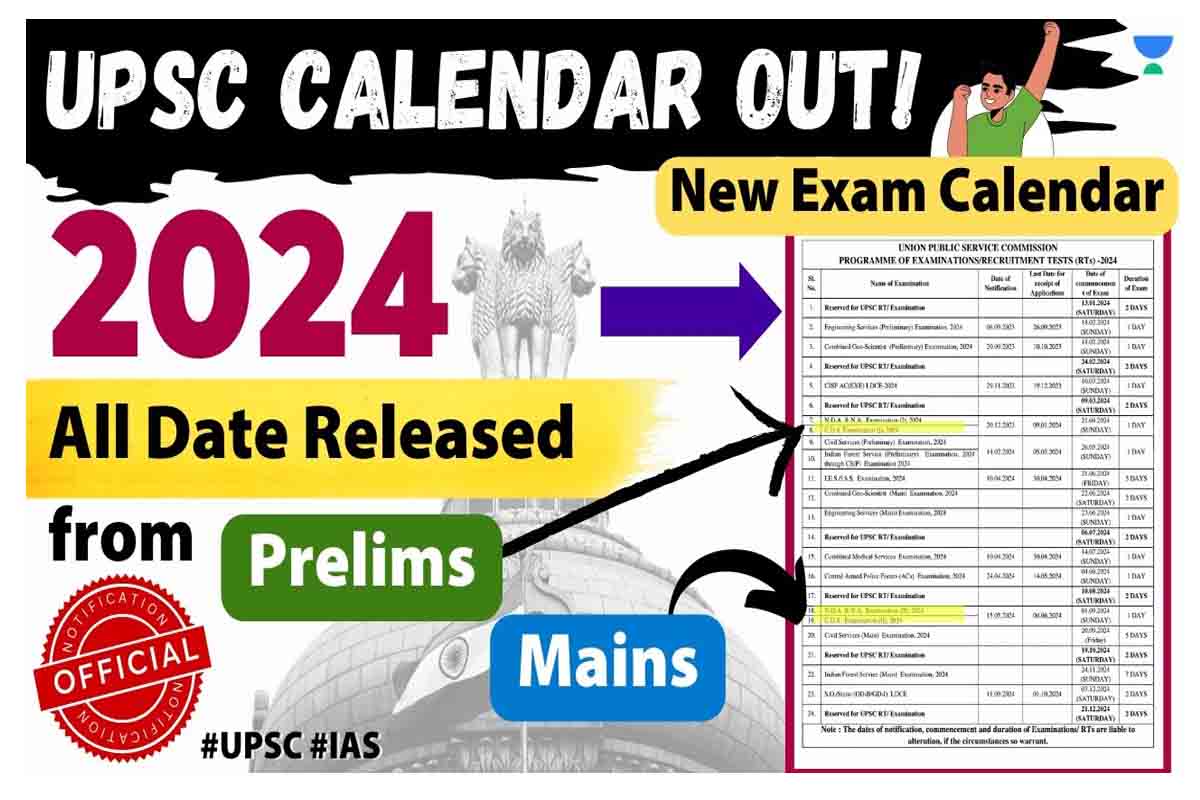 UPSC Annual Calendar 2024 NDA और CDS कैलेंडर के बारे में Very Useful