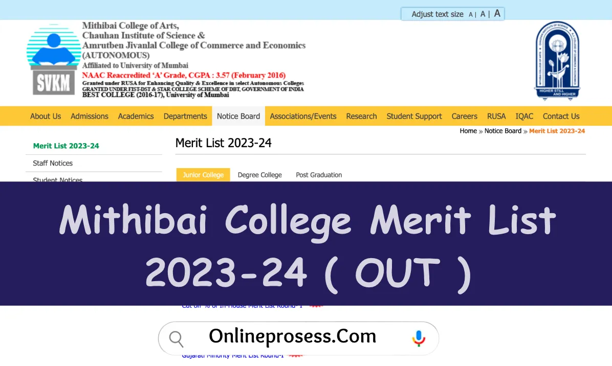 Mithibai College Merit List 2023