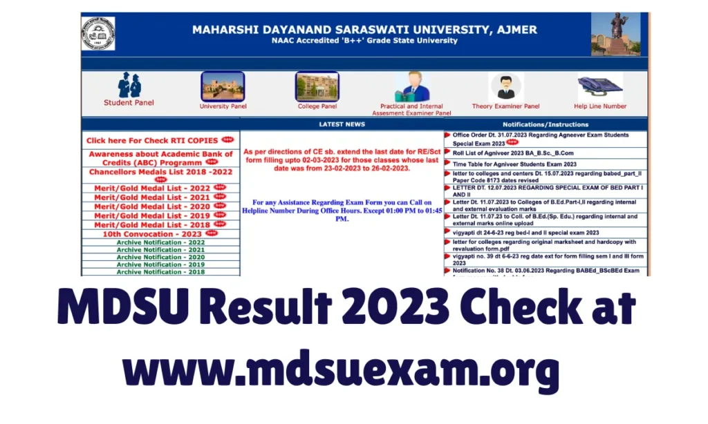 www.mdsuexam.org 2023 result