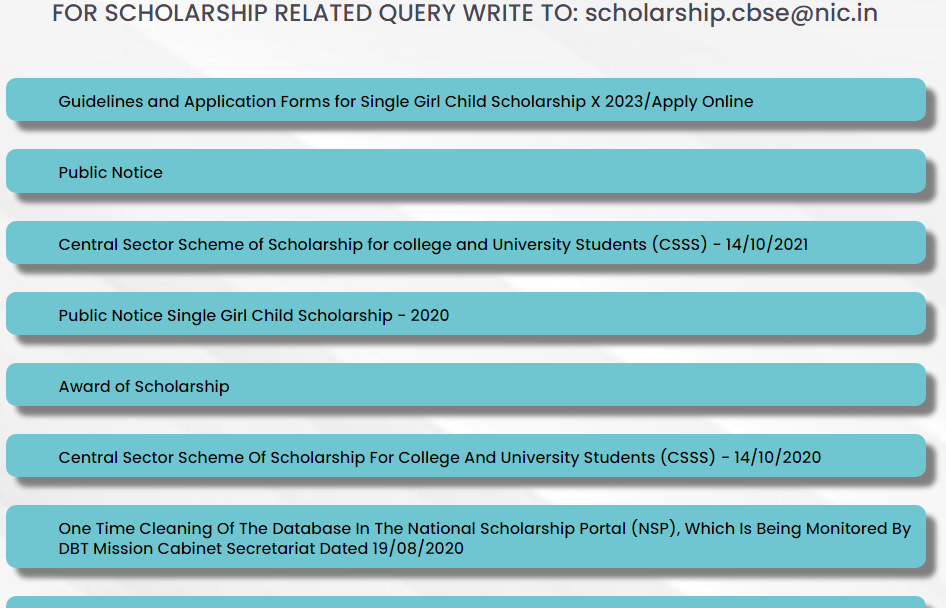 CBSE board single girls child scholarship 2023-24