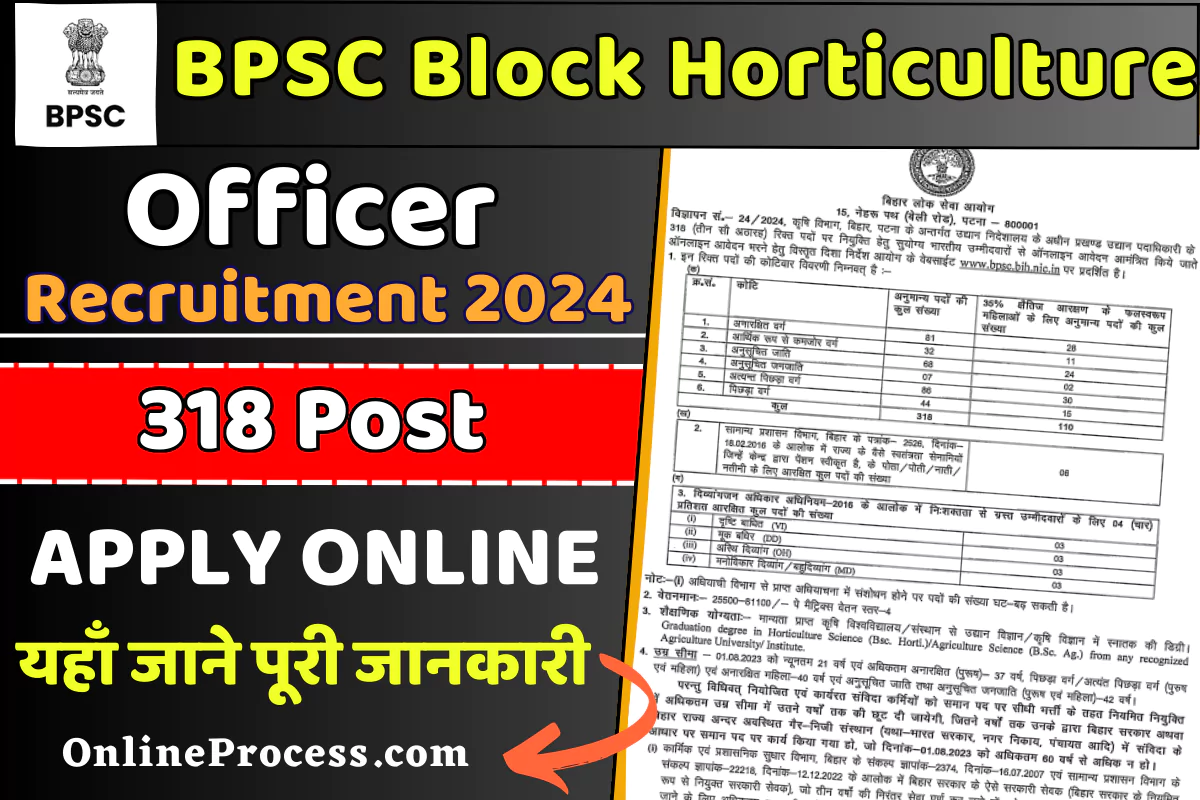BPSC Block Horticulture Officer Recruitment 2024 Notification Out For 318 Post, Apply Online @bpsc.bih.nic.in