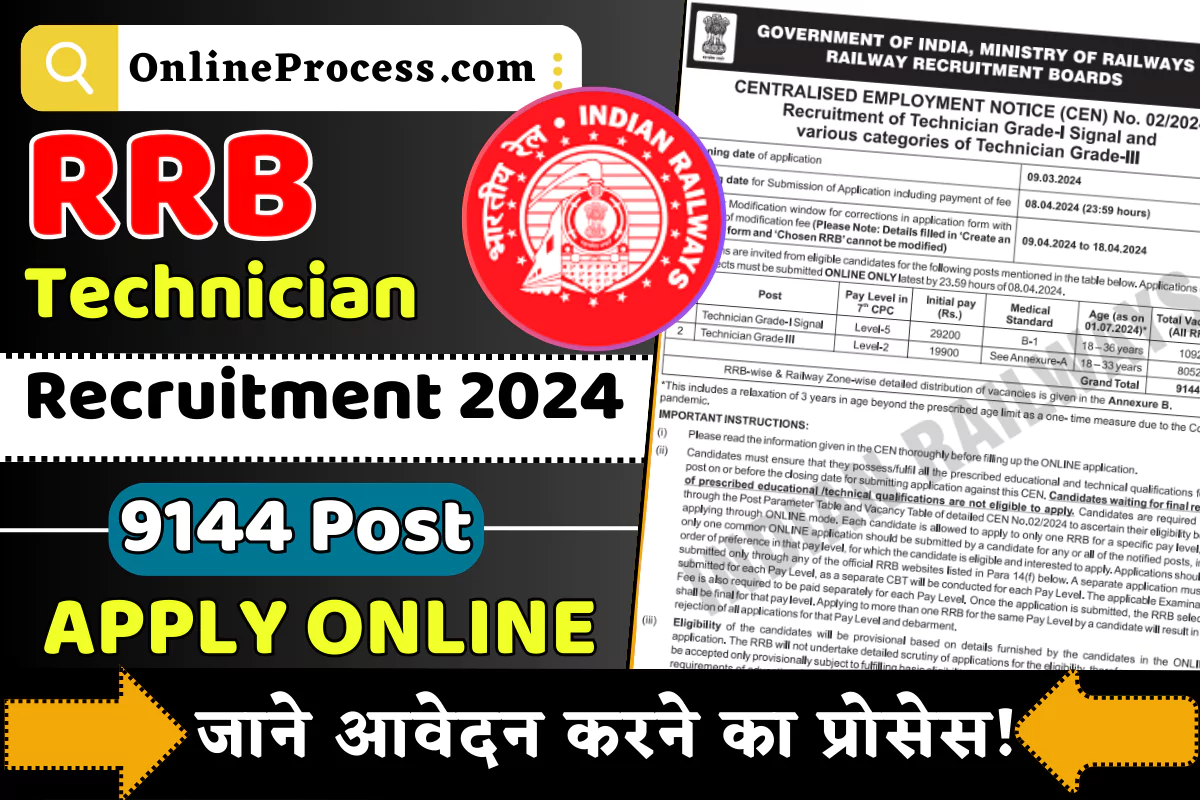 RRB Technician Recruitment 2024: Notification out for 9144 Posts @indianrailways.gov.in